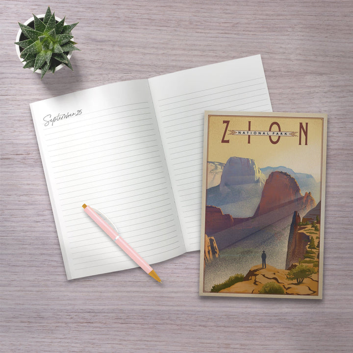 Lined 6x9 Journal, Zion National Park, Lithograph, Lay Flat, 193 Pages, FSC paper Home Lantern Press