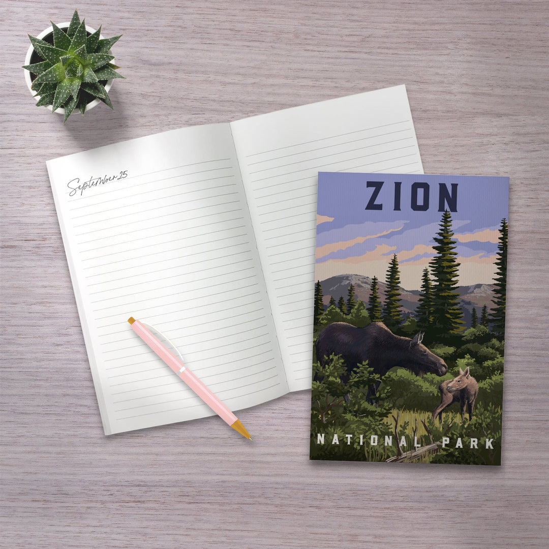 Lined 6x9 Journal, Zion National Park, Moose Scene, Lay Flat, 193 Pages, FSC paper Home Lantern Press
