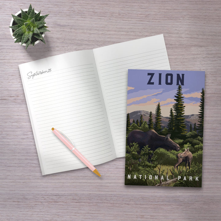 Lined 6x9 Journal, Zion National Park, Moose Scene, Lay Flat, 193 Pages, FSC paper Home Lantern Press