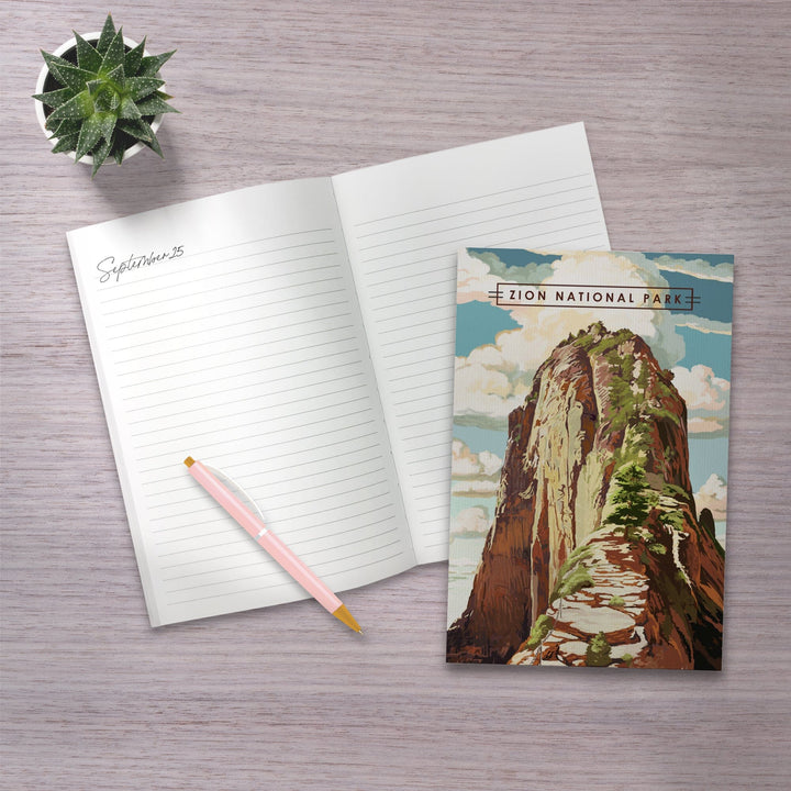 Lined 6x9 Journal, Zion National Park, Utah, Angels Landing, Modern Typography, Lay Flat, 193 Pages, FSC paper Home Lantern Press