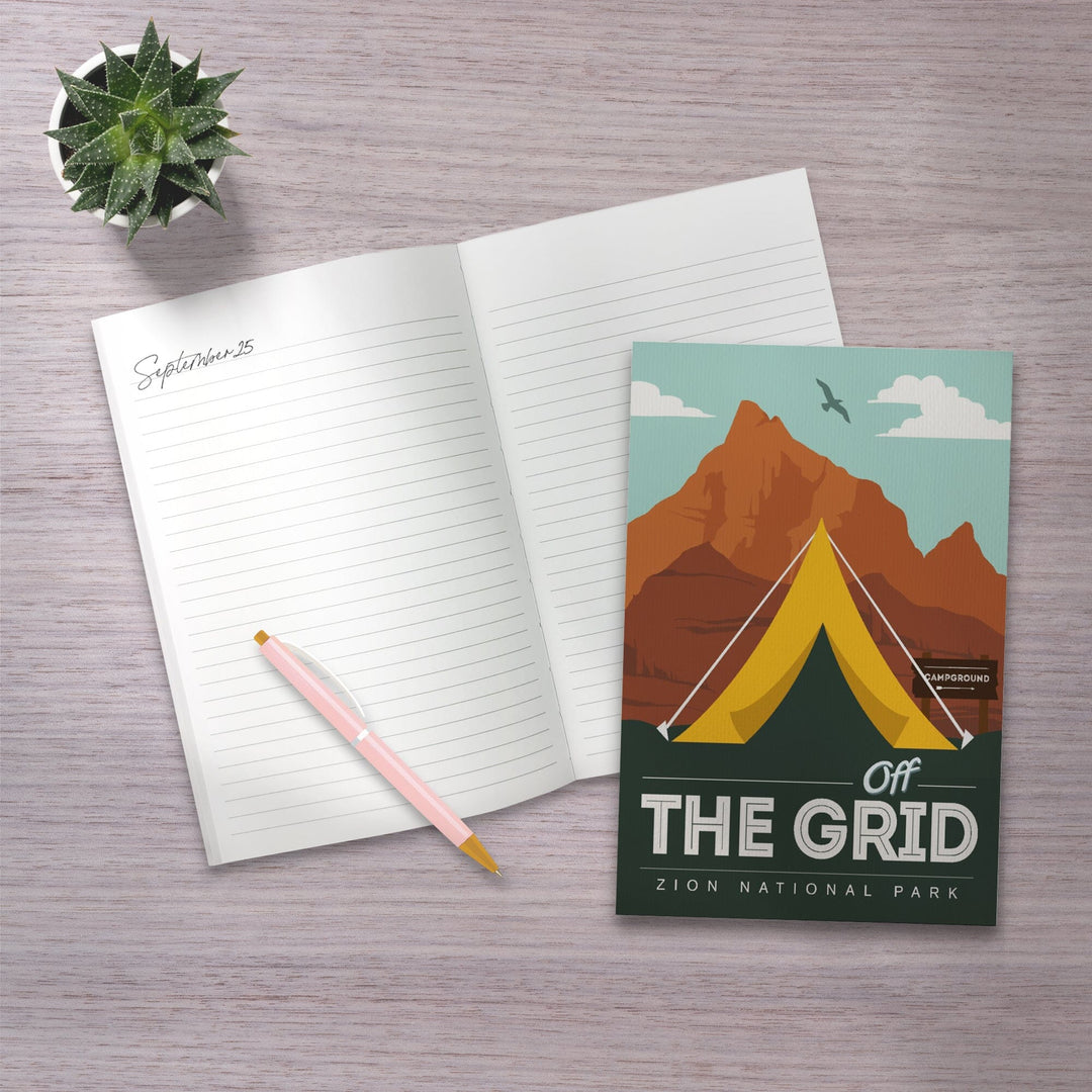 Lined 6x9 Journal, Zion National Park, Utah, Off the Grid, Tent, Lay Flat, 193 Pages, FSC paper Home Lantern Press