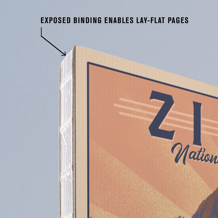 Lined 6x9 Journal, Zion National Park, Utah, The Watchman, Lithograph National Park Series, Lay Flat, 193 Pages, FSC paper Home Lantern Press