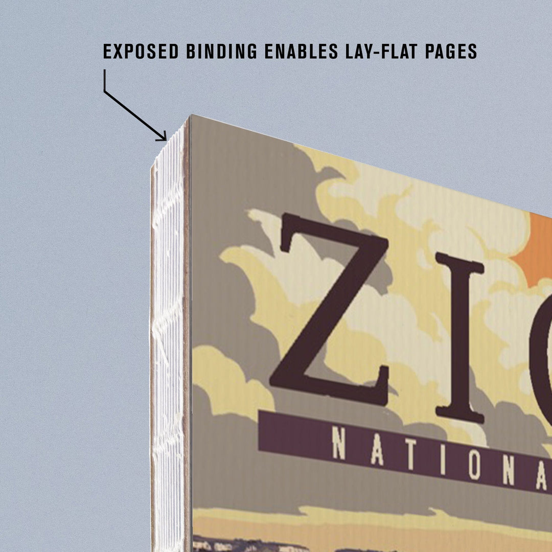 Lined 6x9 Journal, Zion National Park, Zion Canyon Sunset, Typography, Lay Flat, 193 Pages, FSC paper Home Lantern Press