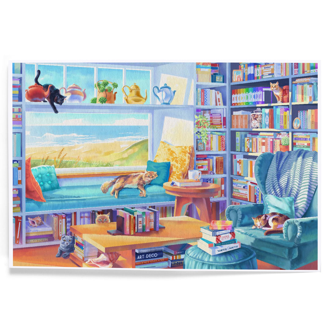 Literary Beach Cats, Art & Giclee Prints Art Lantern Press