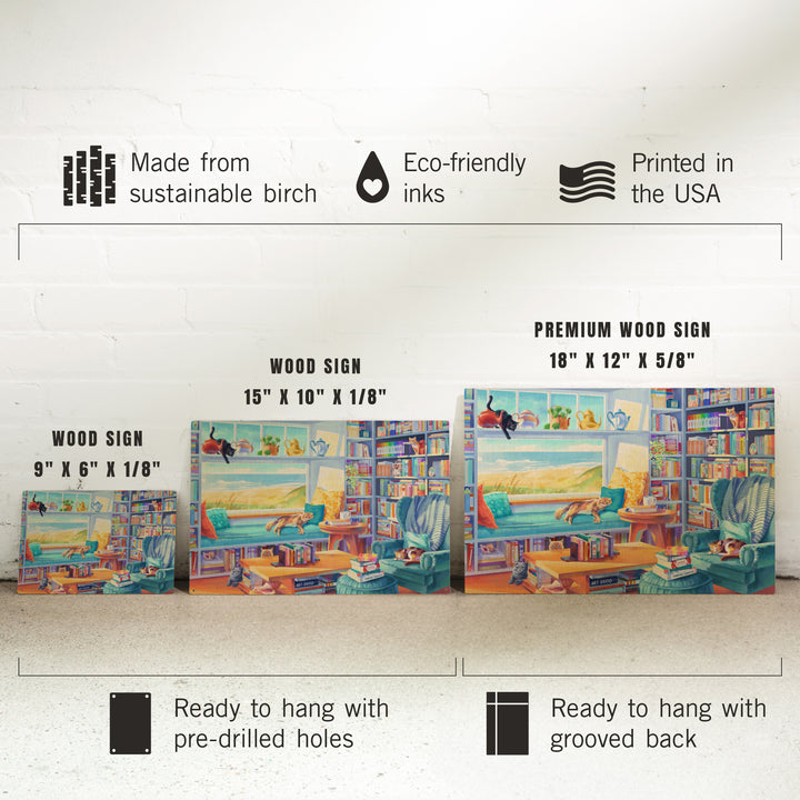 Literary Beach Cats, Wood Signs and Postcards Wood Lantern Press