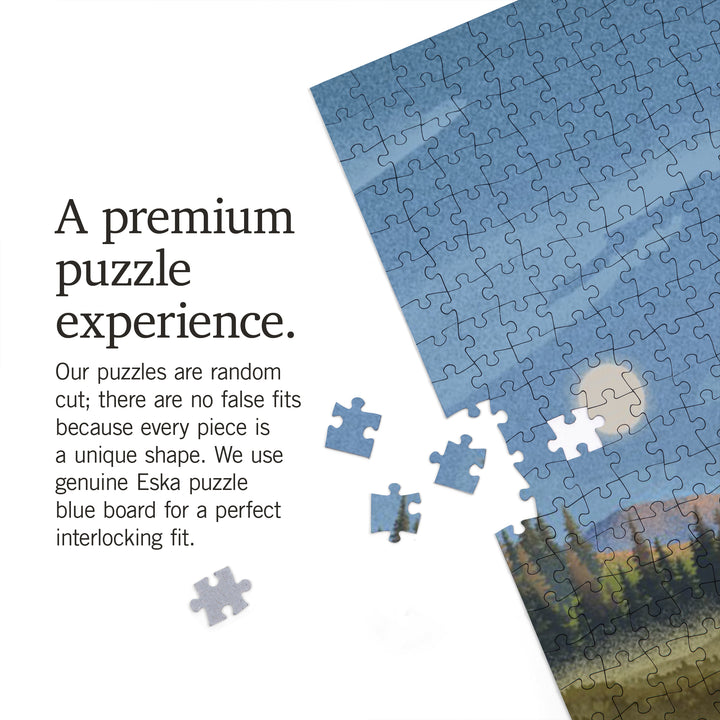 Lithograph, Reflection Pond and Bull Moose,, Jigsaw Puzzle Puzzle Lantern Press