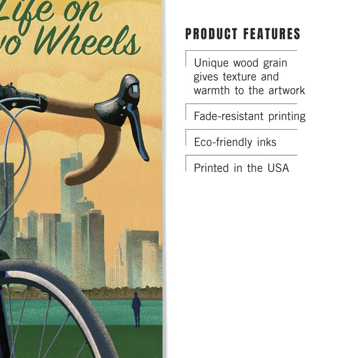 Live Life on Two Wheels, Bicycle and City, Lithograph, Wood Signs and Postcards Wood Lantern Press