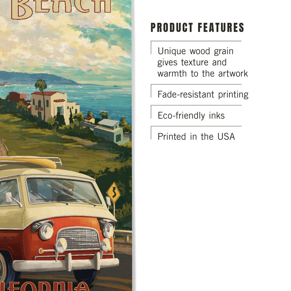 Long Beach, California, Camper Van, Lantern Press Artwork, Wood Signs and Postcards - Lantern Press