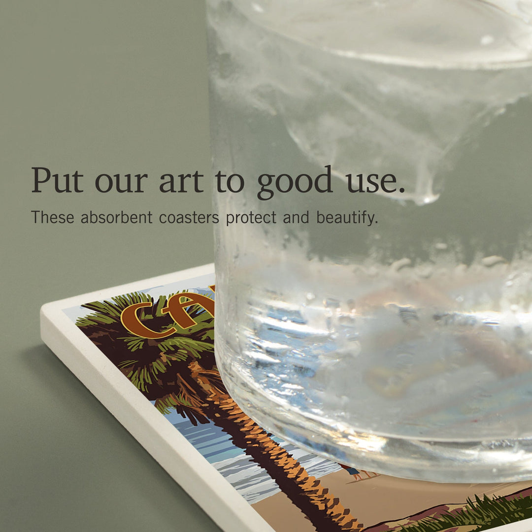 Long Beach, California, Destinations Sign, Coasters Coasters Lantern Press