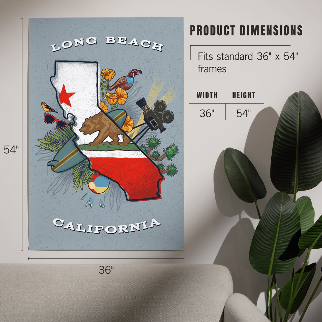 Long Beach, California, State Treasure Trove, State Series, Art & Giclee Prints Art Lantern Press