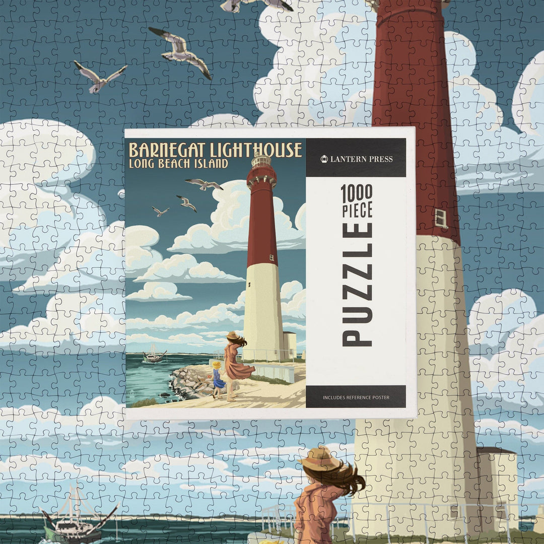 Long Beach Island, New Jersey, Barnegat Lighthouse, Jigsaw Puzzle Puzzle Lantern Press
