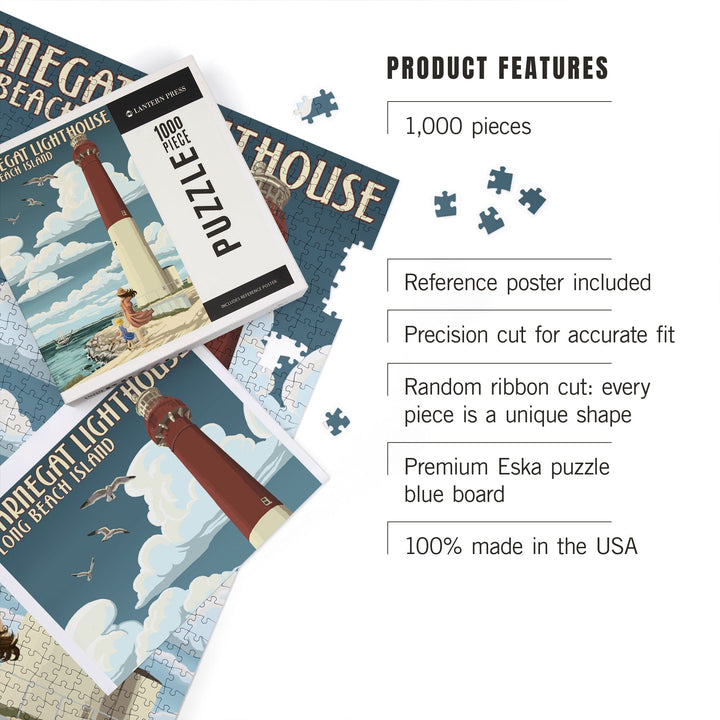 Long Beach Island, New Jersey, Barnegat Lighthouse, Jigsaw Puzzle Puzzle Lantern Press