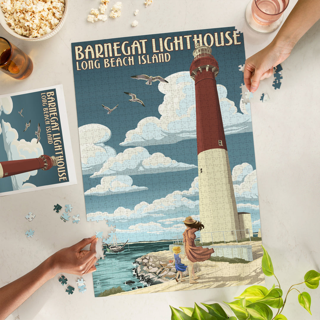 Long Beach Island, New Jersey, Barnegat Lighthouse, Jigsaw Puzzle Puzzle Lantern Press