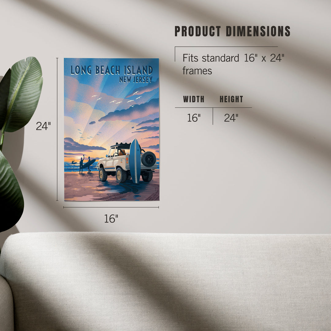 Long Beach Island, New Jersey, Beach Lithograph, Art & Giclee Prints Art Lantern Press
