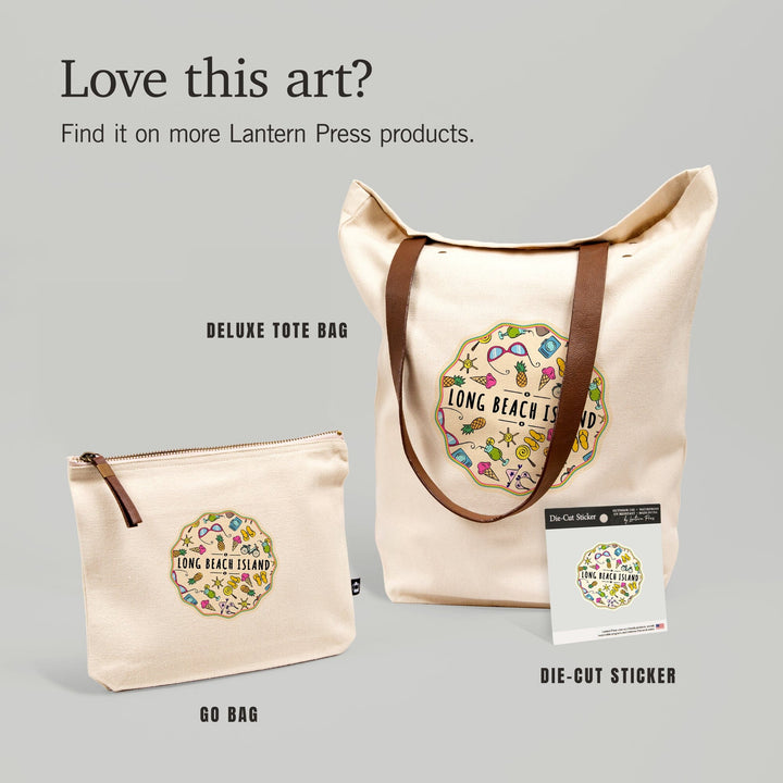 Long Beach Island, New Jersey, Beach & Sunshine Pattern, Contour, Lantern Press Artwork, Vinyl Sticker - Lantern Press