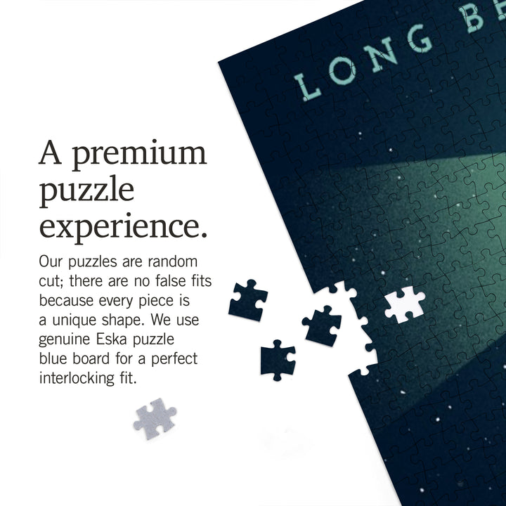 Long Beach Island, New Jersey, Beaming Lighthouse Collection, Lighthouse at Night, Jigsaw Puzzle Puzzle Lantern Press