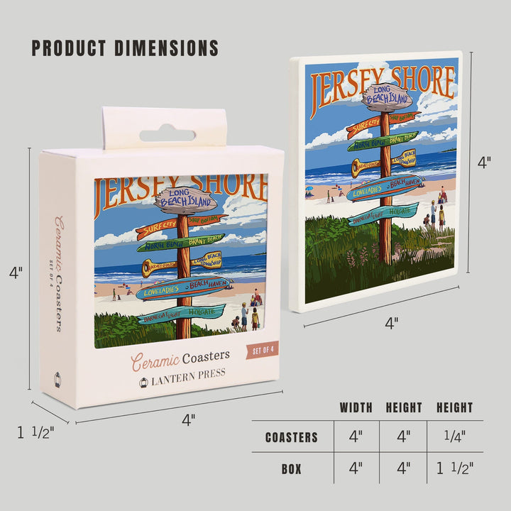 Long Beach Island, New Jersey, Destinations Sign, Coasters Coasters Lantern Press