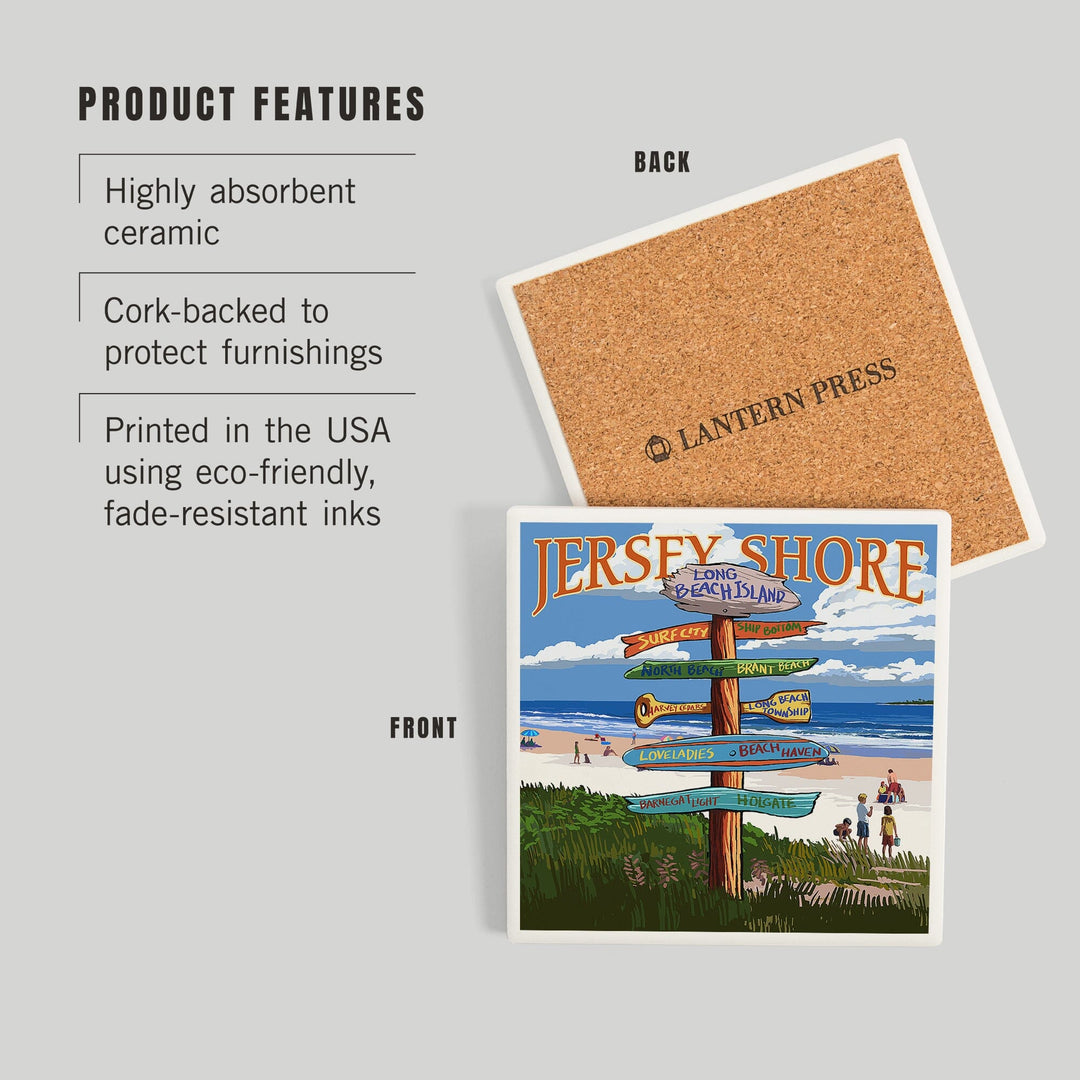 Long Beach Island, New Jersey, Destinations Sign, Coasters Coasters Lantern Press