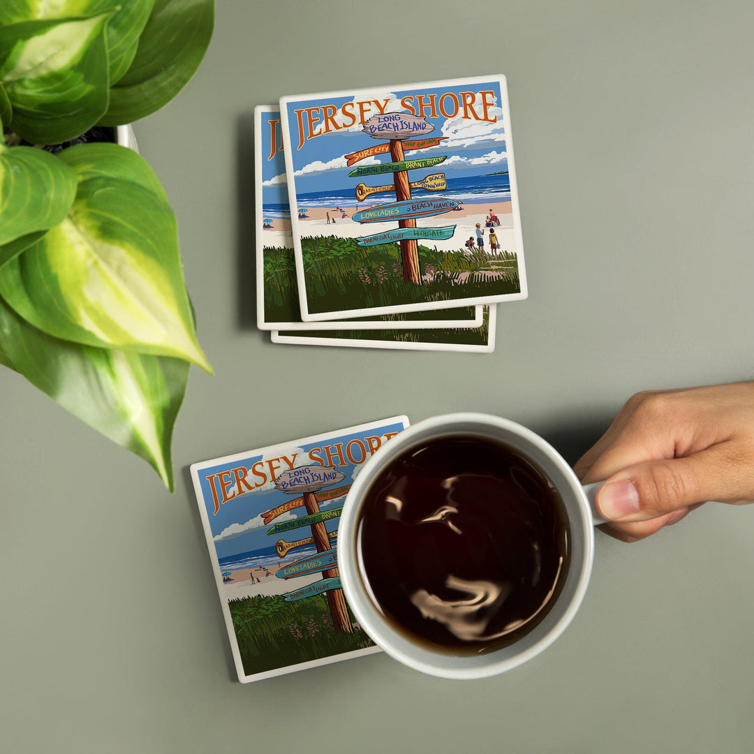 Long Beach Island, New Jersey, Destinations Sign, Coasters Coasters Lantern Press