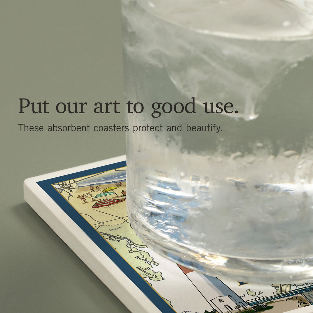 Long Beach Island, New Jersey, Nautical Chart, Coasters Coasters Lantern Press