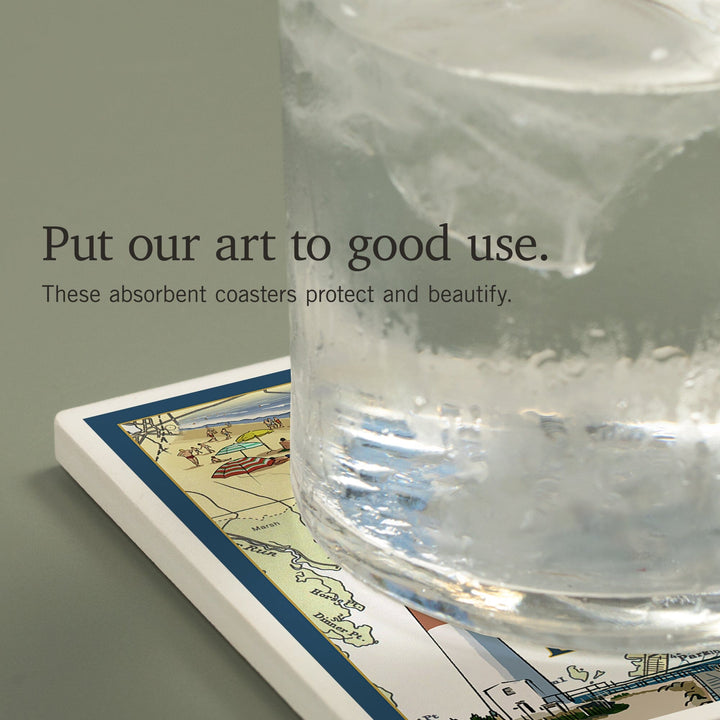 Long Beach Island, New Jersey, Nautical Chart, Coasters Coasters Lantern Press