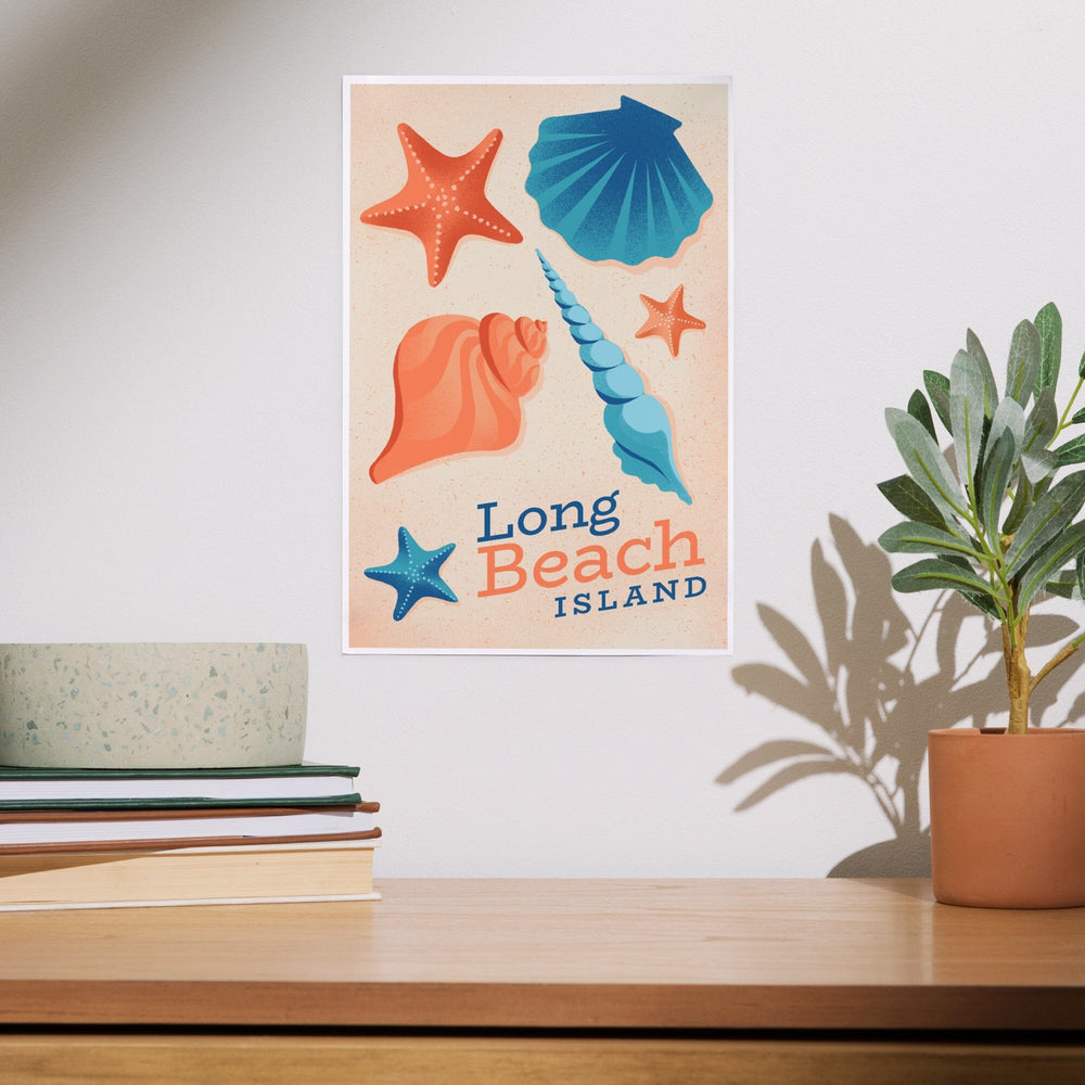 Long Beach Island, New Jersey, Sun-faded Shoreline Collection, Shells on Beach, Art & Giclee Prints - Lantern Press