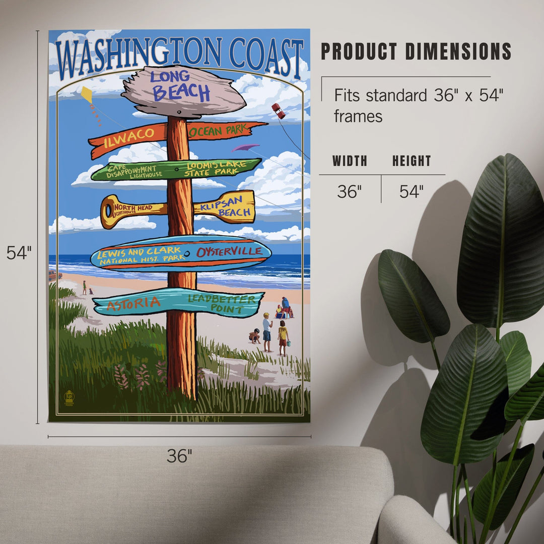 Long Beach, Washington, Washington Coast, Destination Signpost, Art & Giclee Prints - Lantern Press