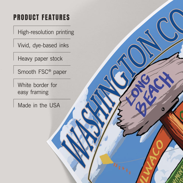 Long Beach, Washington, Washington Coast, Destination Signpost, Art & Giclee Prints - Lantern Press