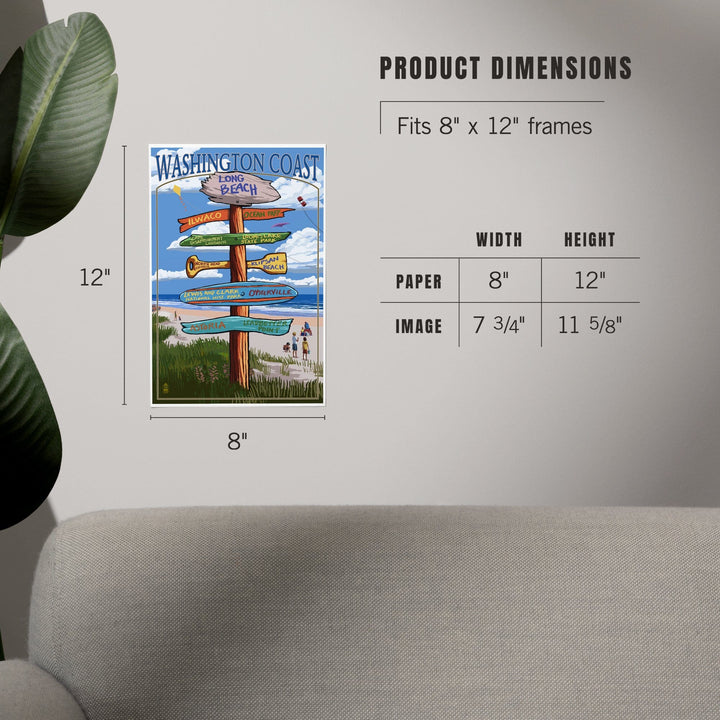 Long Beach, Washington, Washington Coast, Destination Signpost, Art & Giclee Prints - Lantern Press