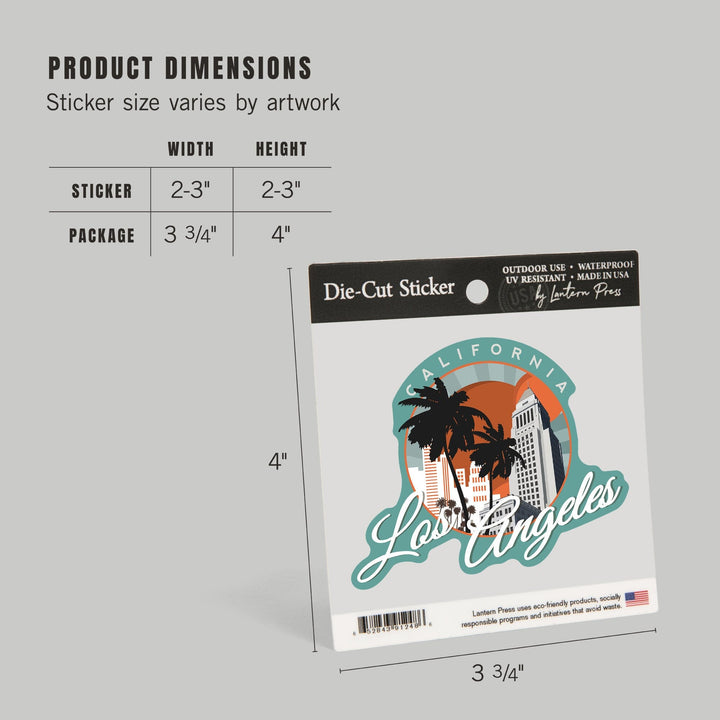 Los Angeles, California, City Hall Vector, Contour, Lantern Press Artwork, Vinyl Sticker - Lantern Press