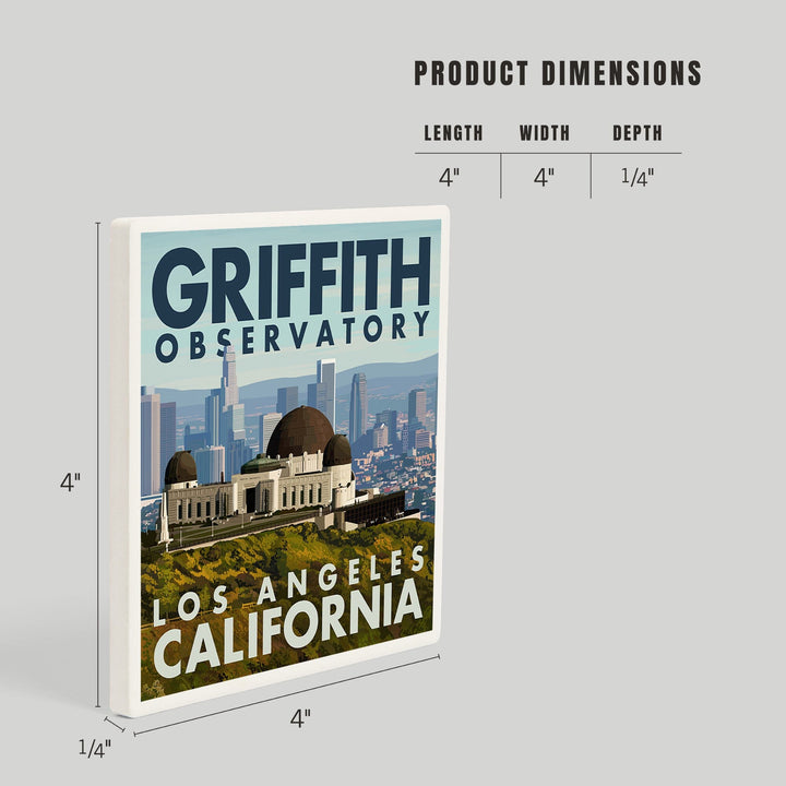 Los Angeles, California, Griffith Observatory Day Scene, Coasters Coasters Lantern Press