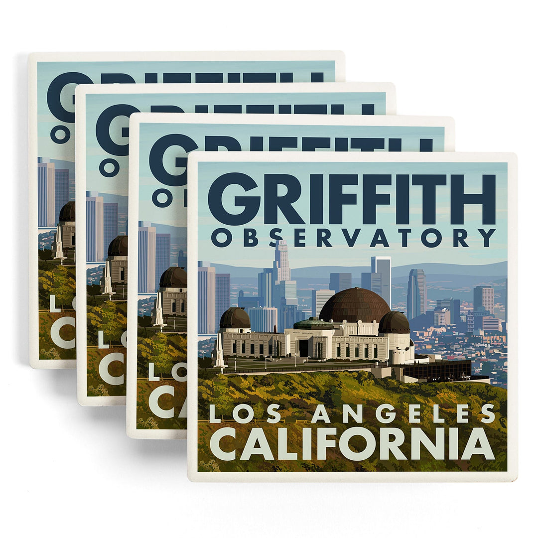 Los Angeles, California, Griffith Observatory Day Scene, Coasters Coasters Lantern Press