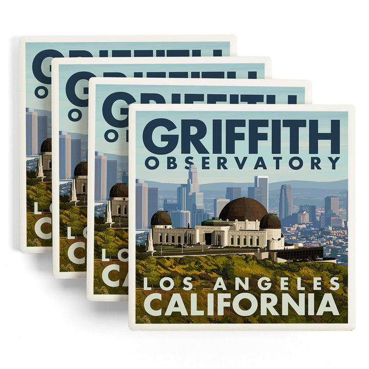 Los Angeles, California, Griffith Observatory Day Scene, Coasters Coasters Lantern Press