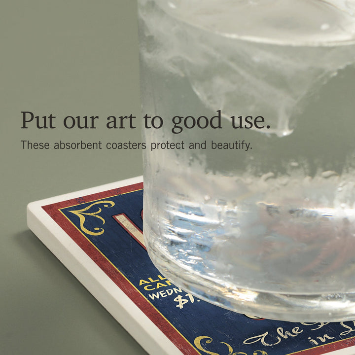 Louisiana, Cajun Kitchen Crawfish Vintage Sign, Coasters Coasters Lantern Press