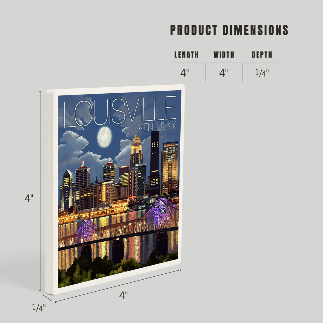 Louisville, Kentucky, Skyline at Night, Coasters Coasters Lantern Press