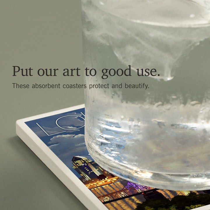 Louisville, Kentucky, Skyline at Night, Coasters Coasters Lantern Press