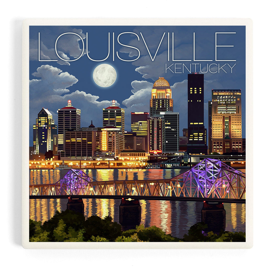 Louisville, Kentucky, Skyline at Night, Coasters Coasters Lantern Press Coaster