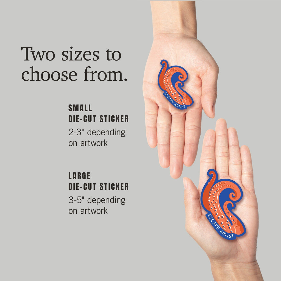 Lush Environment Collection, Octopus Tentacles Spot, Escape Artist, Contour, Vinyl Sticker - Lantern Press