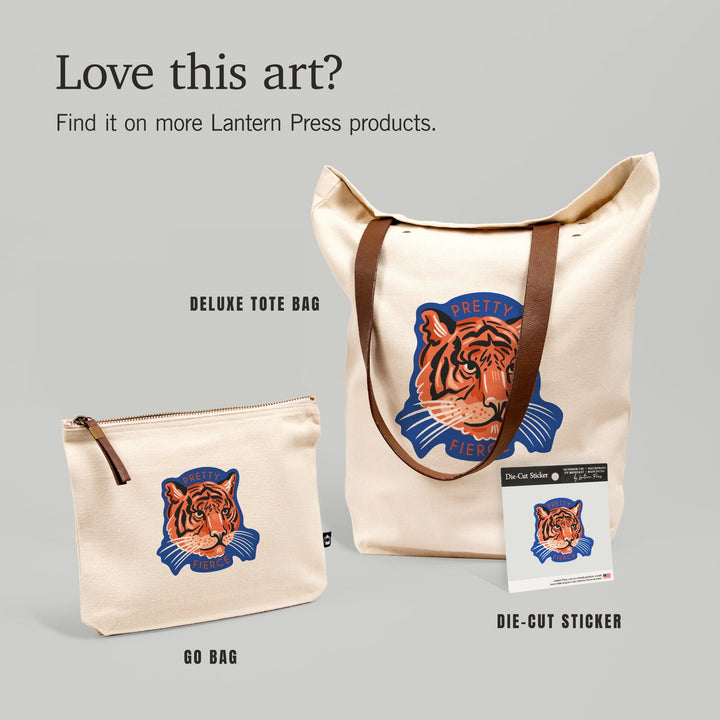 Lush Environment Collection, Tiger Portrait, Pretty Fierce, Contour, Vinyl Sticker - Lantern Press
