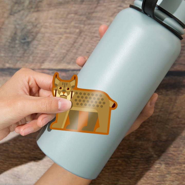 Lynx, Geometric, Contour, Lantern Press Artwork, Vinyl Sticker - Lantern Press