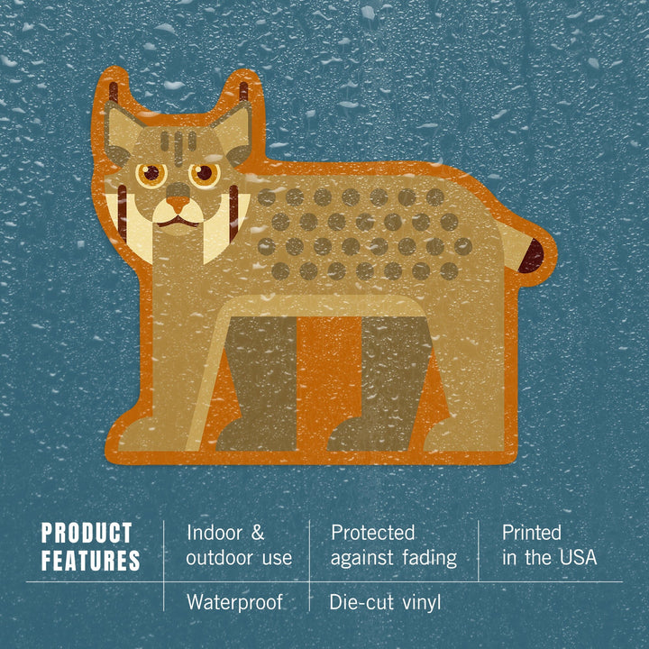 Lynx, Geometric, Contour, Lantern Press Artwork, Vinyl Sticker - Lantern Press