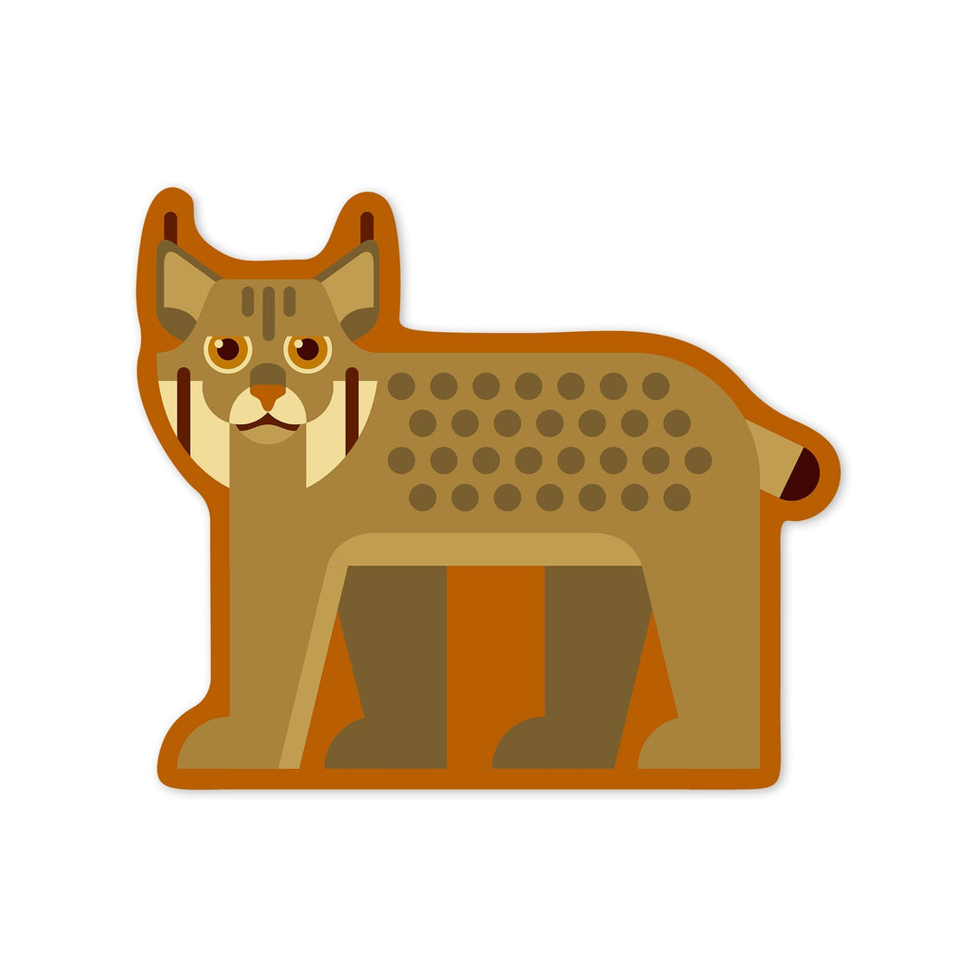 Lynx, Geometric, Contour, Lantern Press Artwork, Vinyl Sticker - Lantern Press