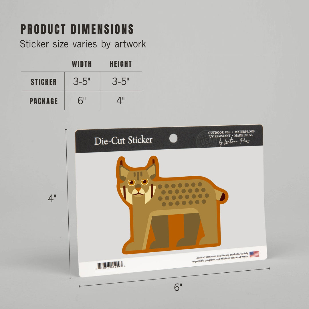 Lynx, Geometric, Contour, Lantern Press Artwork, Vinyl Sticker - Lantern Press