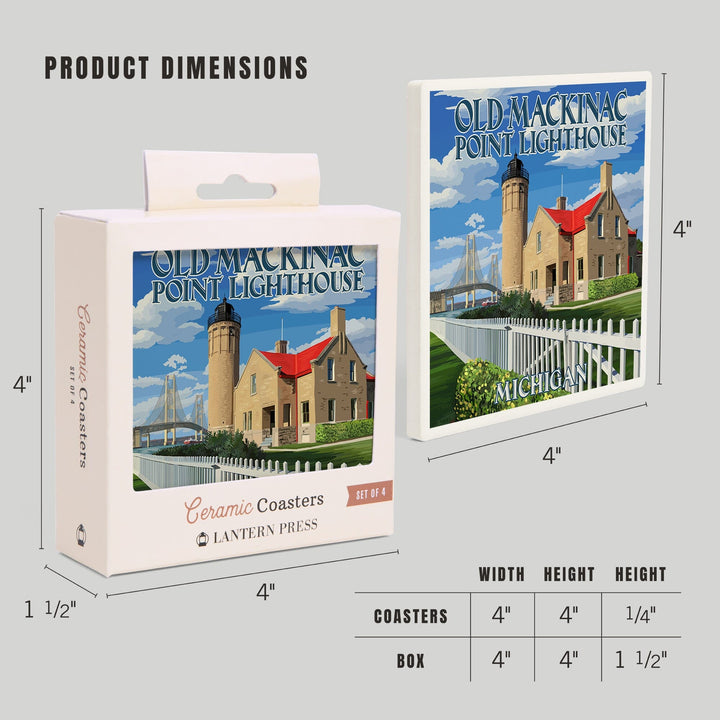 Mackinac Island, Michigan, Old Mackinac Lighthouse, Coasters Coasters Lantern Press