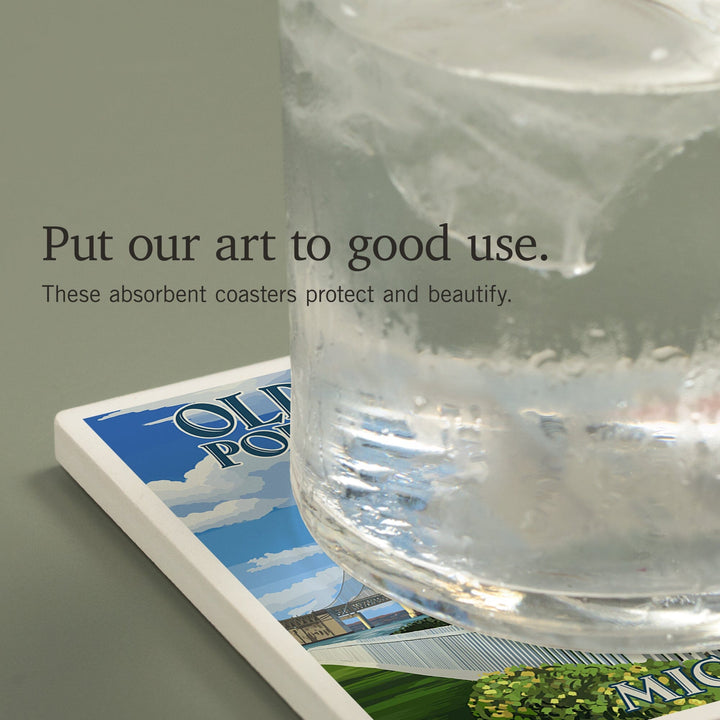 Mackinac Island, Michigan, Old Mackinac Lighthouse, Coasters Coasters Lantern Press