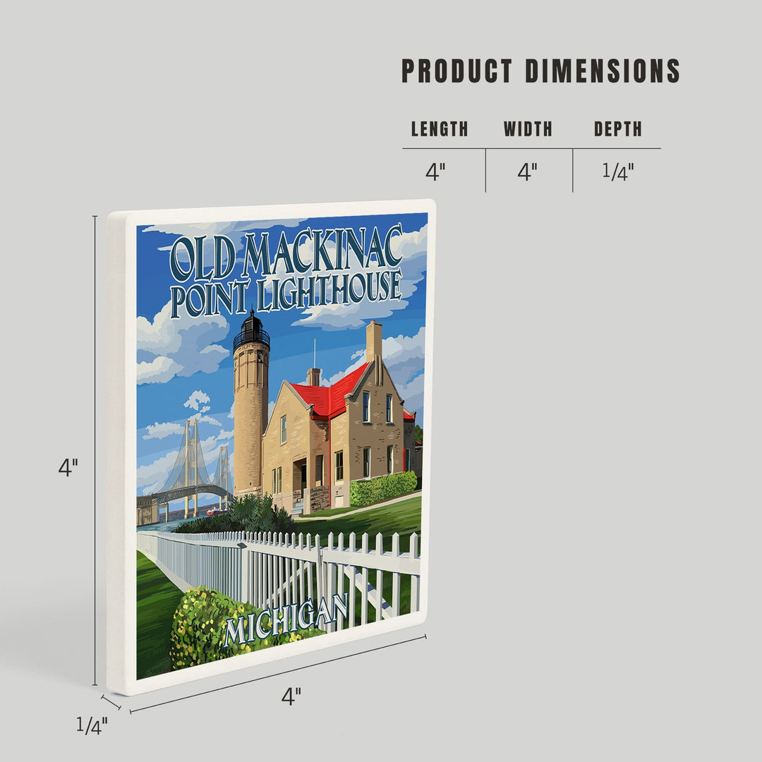 Mackinac Island, Michigan, Old Mackinac Lighthouse, Coasters Coasters Lantern Press