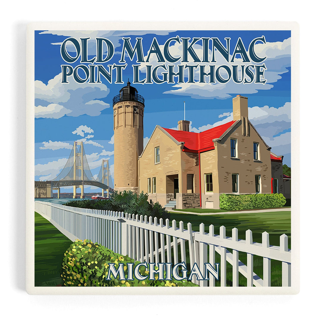 Mackinac Island, Michigan, Old Mackinac Lighthouse, Coasters Coasters Lantern Press Coaster