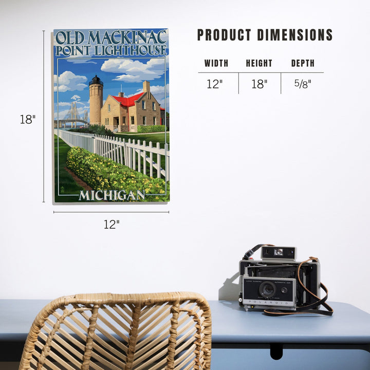 Mackinac Island, Michigan, Old Mackinac Lighthouse, Lantern Press Artwork, Wood Signs and Postcards - Lantern Press