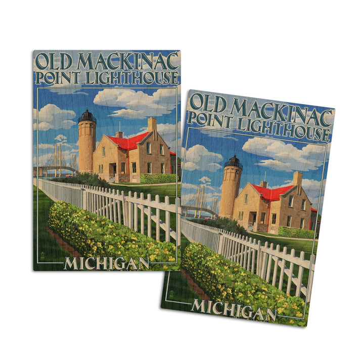Mackinac Island, Michigan, Old Mackinac Lighthouse, Lantern Press Artwork, Wood Signs and Postcards - Lantern Press