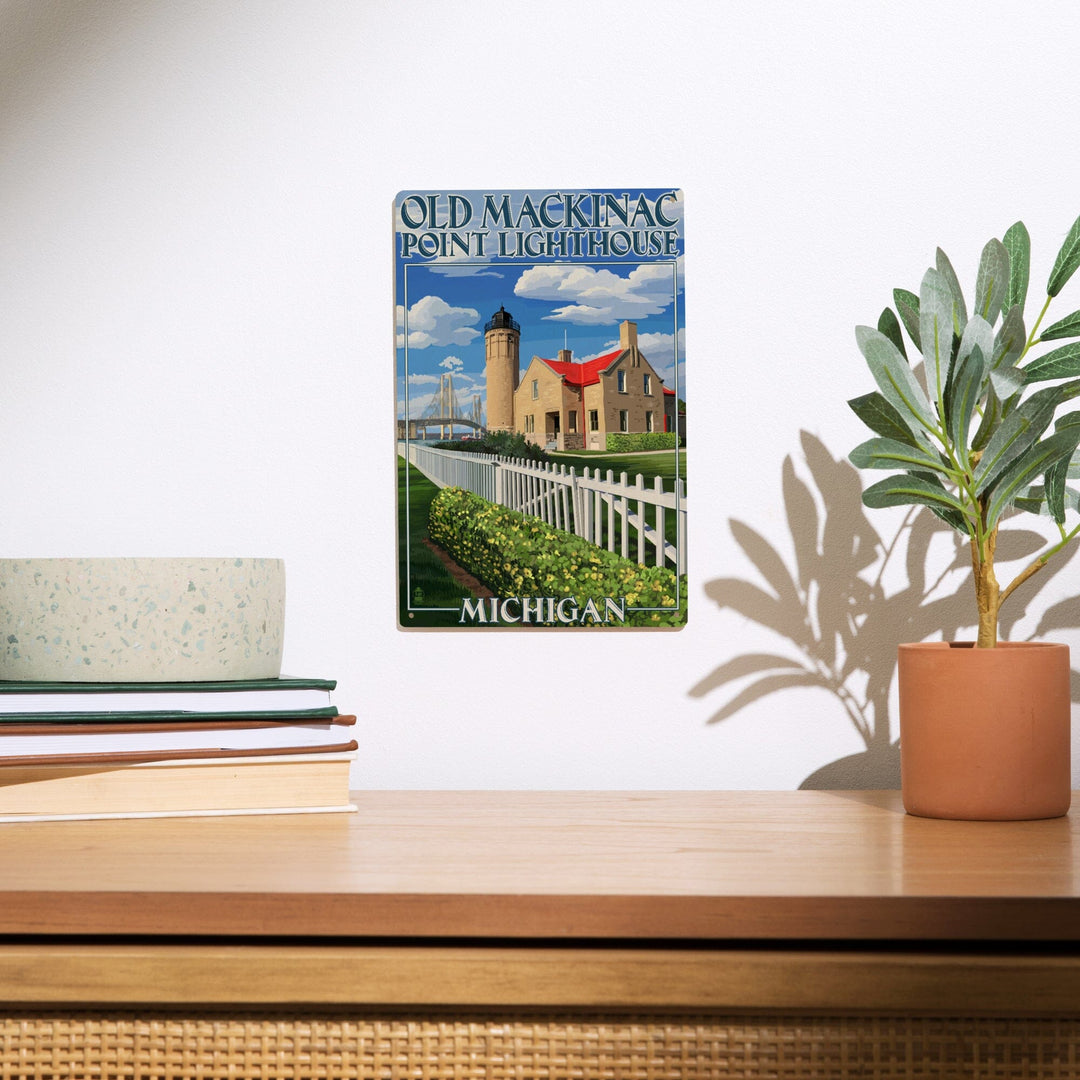 Mackinac Island, Michigan, Old Mackinac Lighthouse, Lantern Press Artwork, Wood Signs and Postcards - Lantern Press